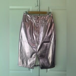 AMY LYNN Women’s Lupe Ice Pink Metallic Midi Skirt (Size M)